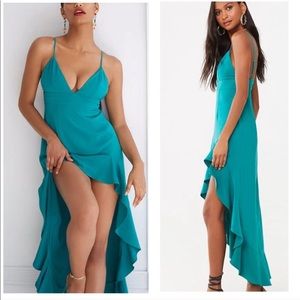Teal hi-low dress